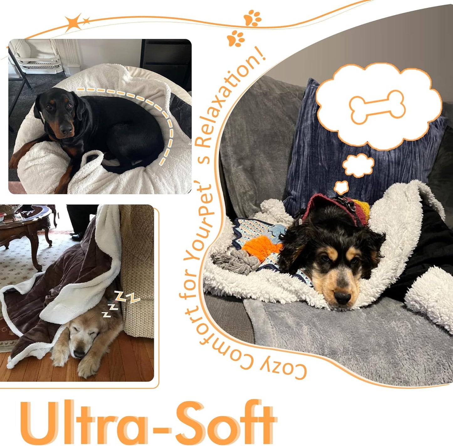 Dog Blankets for Large Dogs, Soft Fluffy Fleece Pet Blankets for Couch, Sofa, Dog Beds, Car Seats, Creat, Washable, 50X60 Inches, Blue