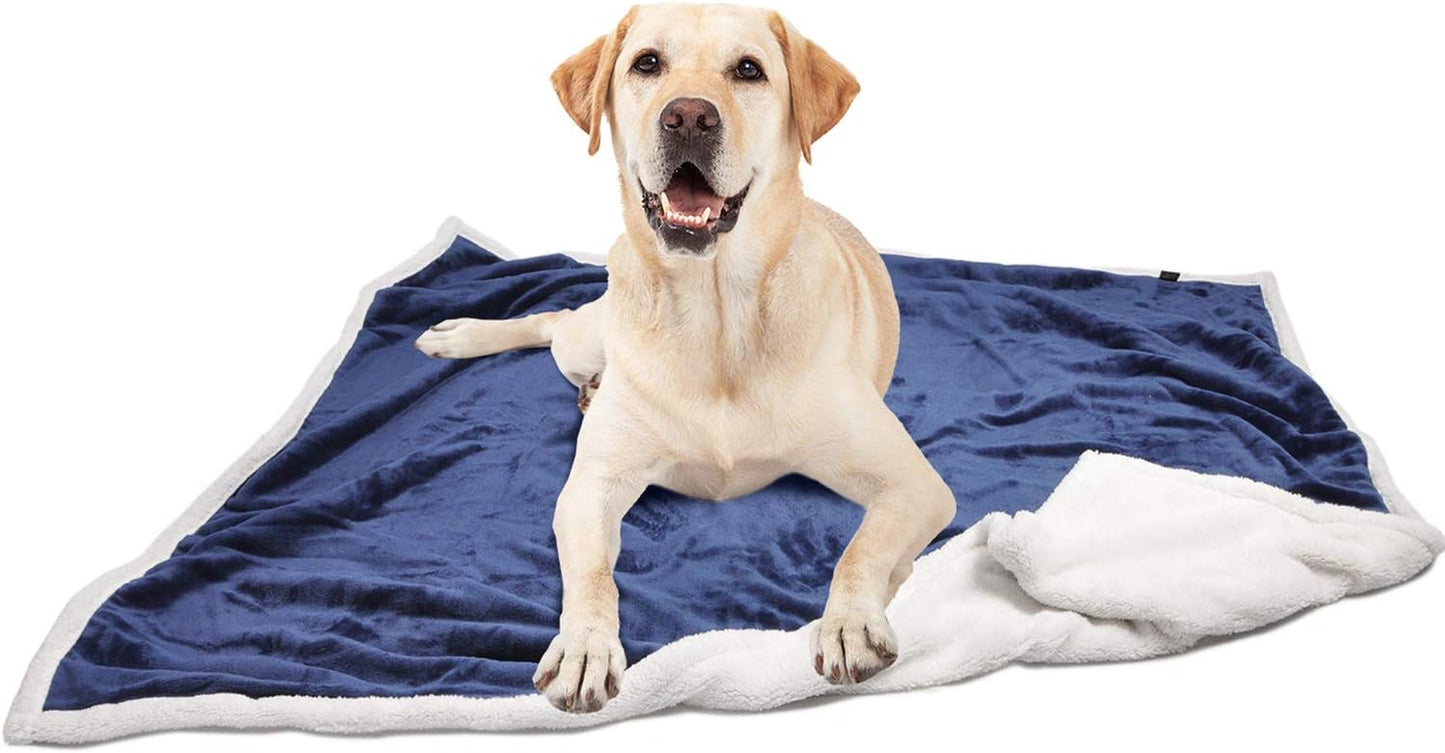 Dog Blankets for Large Dogs, Soft Fluffy Fleece Pet Blankets for Couch, Sofa, Dog Beds, Car Seats, Creat, Washable, 50X60 Inches, Blue